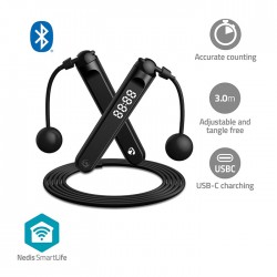 NEDIS BTHJR10BK Bluetooth smart σχοινάκι γυμναστικής με LED οθόνη ενδείξεων